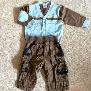 Baby boy 2 pieces set, size 6m. Brand: Please Mum. Cotton